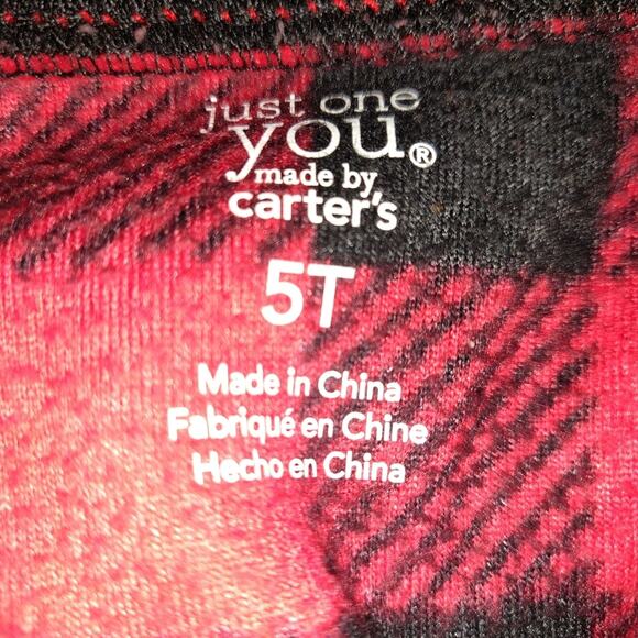 Carter's Footed Footie Pajamas RED BLACK BUFFALO PLAID Polar Bear Lumberjack 5 - Picture 9 of 15